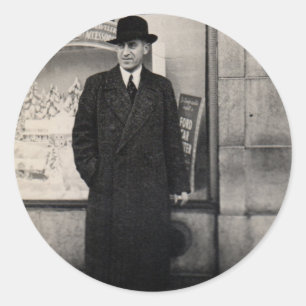 Adesivo Redondo foto do homem da dapper dos anos 30