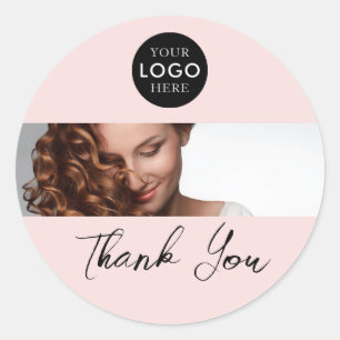 Adesivo Redondo Foto do logotipo do Hair Sloan agradecendo ao clie