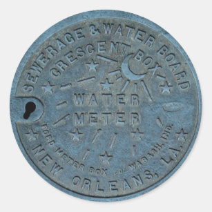 Adesivo Redondo Foto do medidor de água de Nova Orleães
