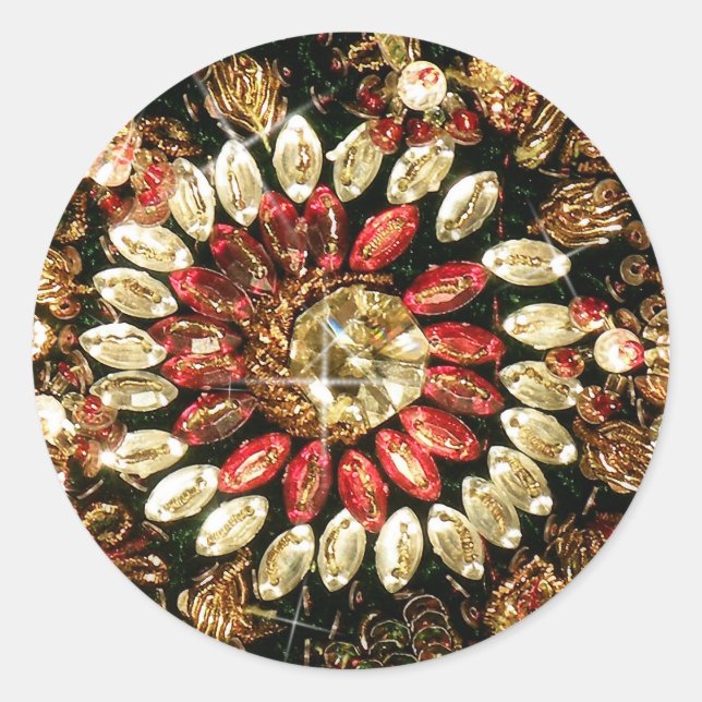 Adesivo Redondo Foto do Saree Indiano em Curso (Frente)