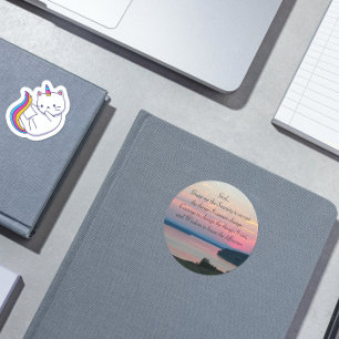 Adesivo Redondo Foto do Sunset de Reoração Rosa de Serenidade