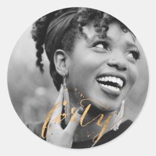 Adesivo Redondo Foto Dourada do aniversário de 40 anos