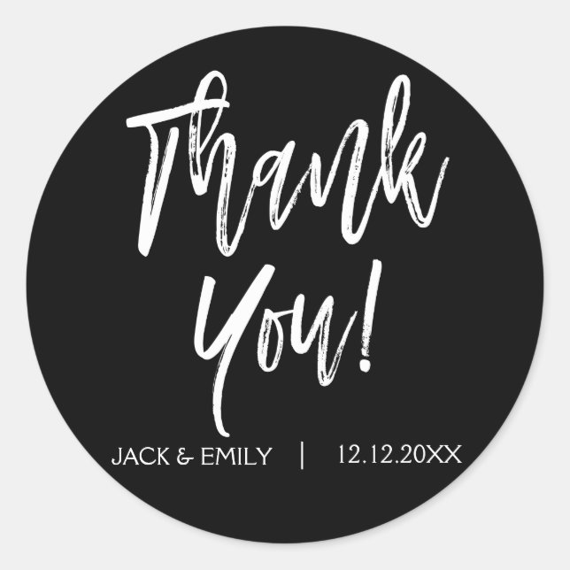 Adesivo Redondo Foto em preto e branco Obrigado Sticker (Frente)