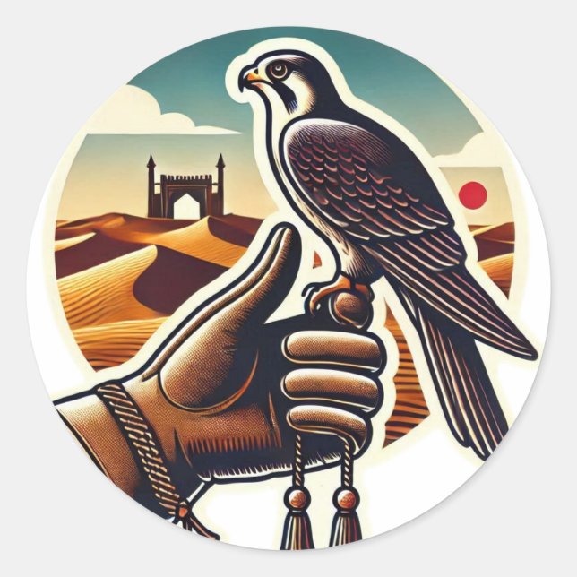 Adesivo Redondo Foto Falcão de Cinza em alta velocidade (Frente)