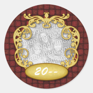 Adesivo Redondo Foto feita sob encomenda vermelha do primeiro