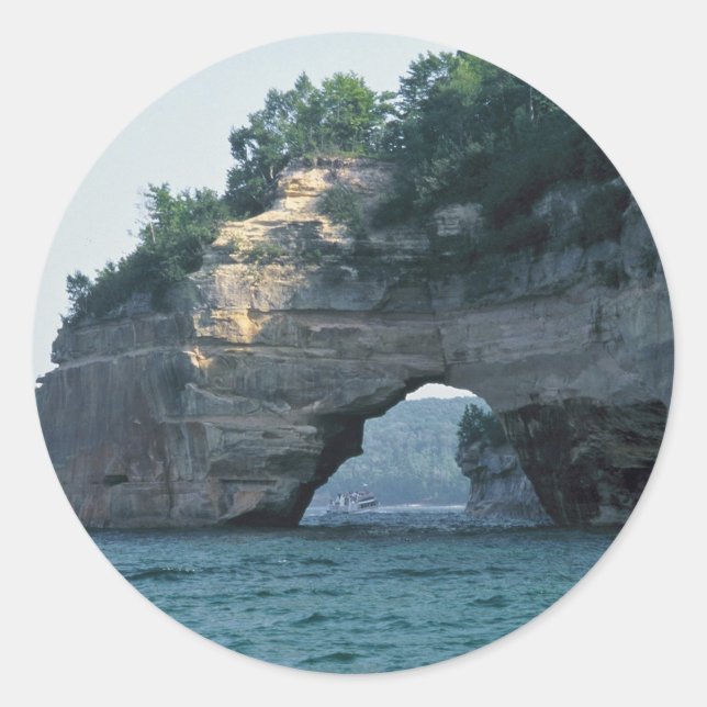Adesivo Redondo Foto Geológica do Portal do Petit do Michigan (Frente)