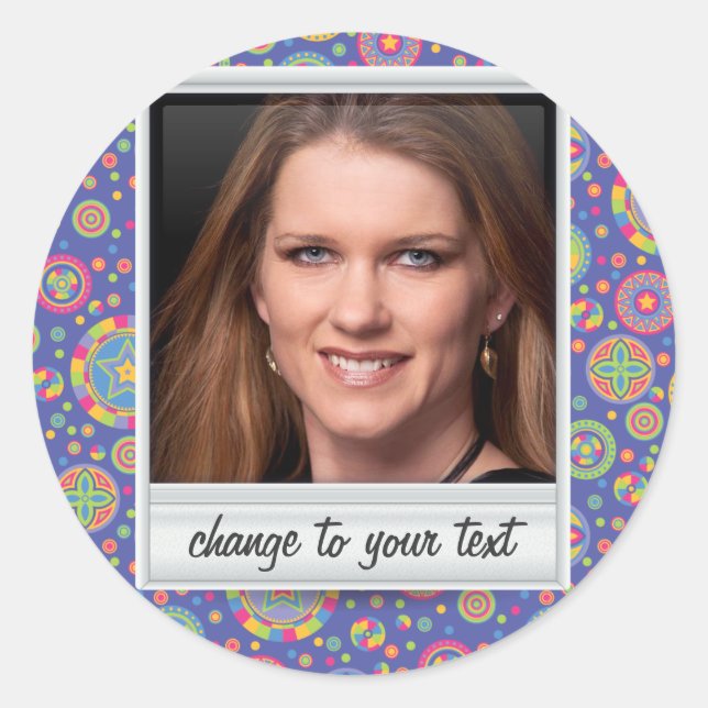 Adesivo Redondo Foto instantânea - fotograma com padrão (Frente)