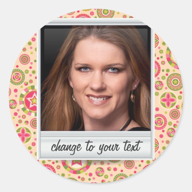 Adesivo Redondo Foto instantânea - fotograma com padrão (Frente)