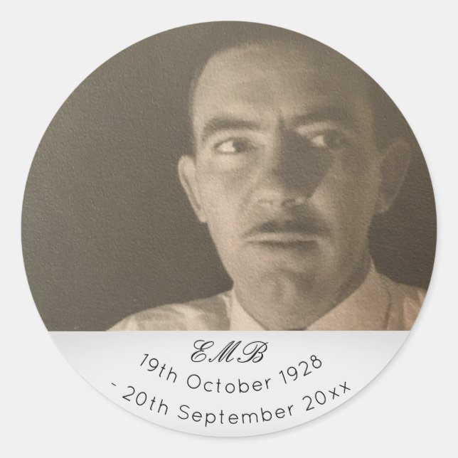 Adesivo Redondo Foto Memorial Funeral Monograma (Frente)