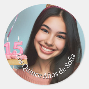 Adesivo Redondo Foto Nombre Fiesta de Quince Años