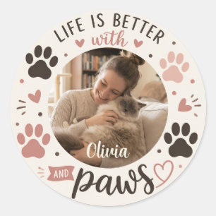 Adesivo Redondo Foto & Nome Personalizados para Amantes de Animais