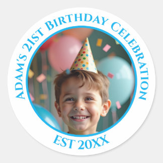 Adesivo Redondo Foto Personalizada 21º 2º 30º 40º Aniversário