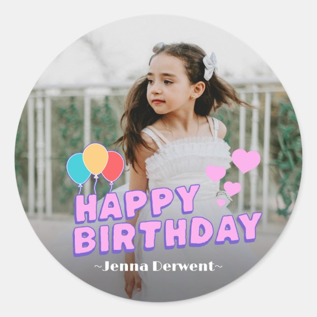 Adesivo Redondo Foto Personalizada Aniversário (Frente)