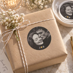 Adesivo Redondo Foto Personalizada Casamento Iniciais Personalizad