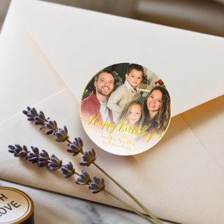 Adesivo Redondo Foto personalizada clássica e elegante branca e Do