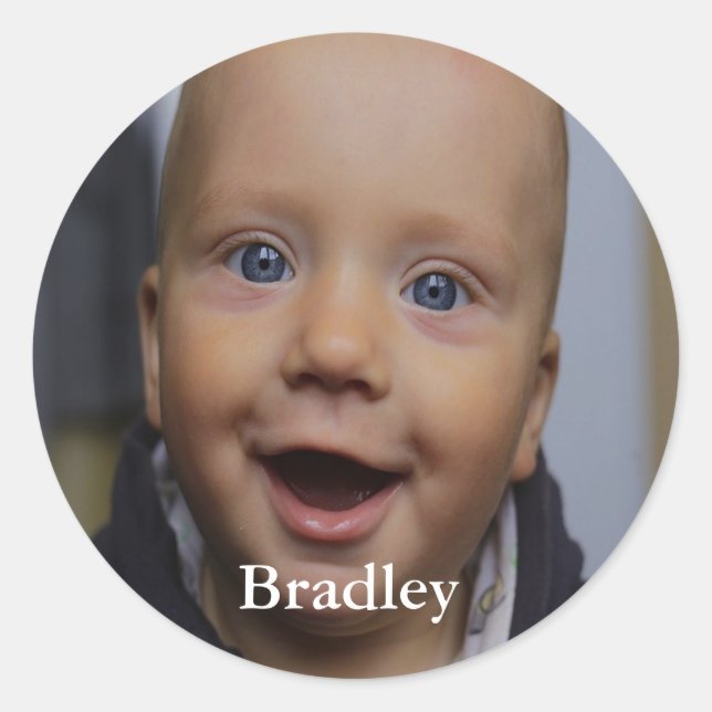 Adesivo Redondo Foto personalizada de bebê (Frente)