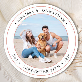 Adesivo Redondo Foto personalizada de casamento moderno