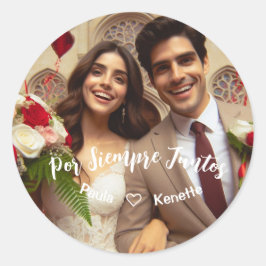 Adesivo Redondo Foto personalizada de coração dia de os namorados 