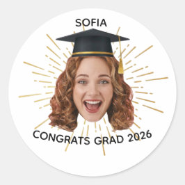 Adesivo Redondo Foto Personalizada de Formatura Parabéns Graduado 