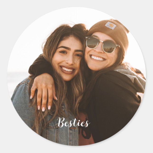 Adesivo Redondo Foto Personalizada de Melhores Besties para Amigos (Frente)