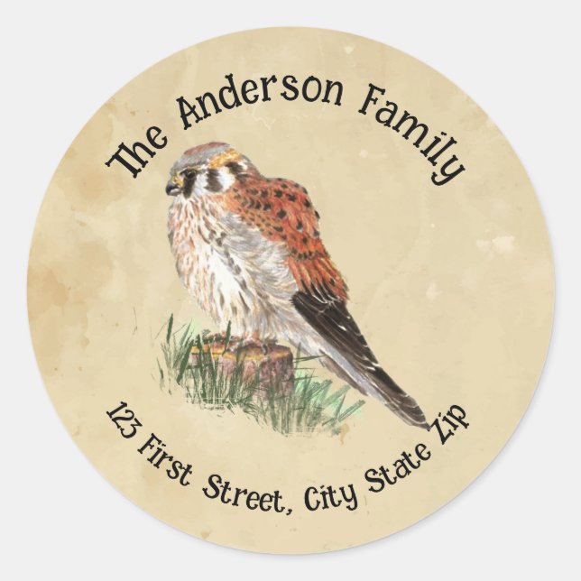Adesivo Redondo Foto personalizada do Falcão Falcão Sparrow Hawk B (Frente)