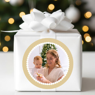 Adesivo Redondo Foto personalizada Dourada do quadro de bola de ne