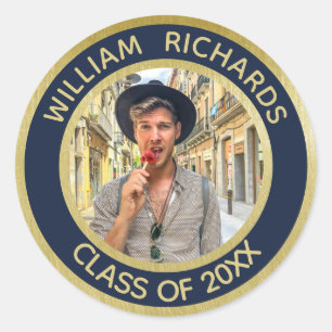 Adesivo Redondo Foto Personalizada Graduado 2025
