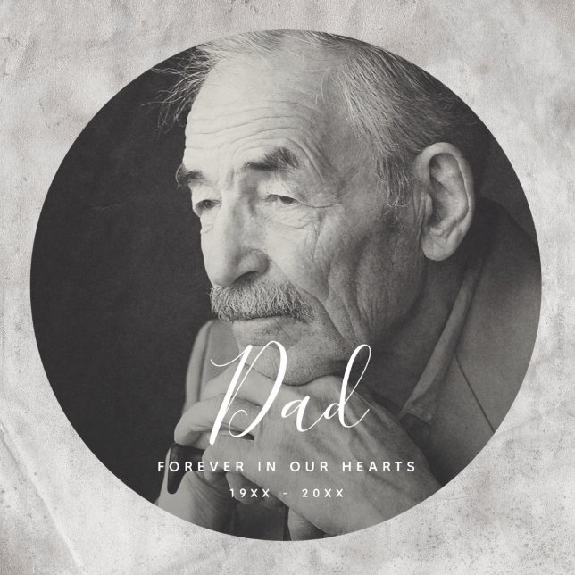Adesivo Redondo Foto personalizada homenagem personalizada por mor (Dad Photo Memorial Label)