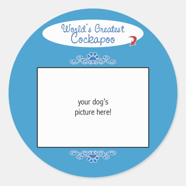 Adesivo Redondo Foto personalizada! Maior Cockapoo do Mundo (Frente)