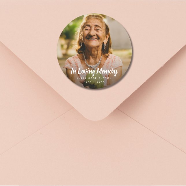 Adesivo Redondo Foto Personalizada Memorial Tributação Morte Funer (Memorial Photo Sticker Label)