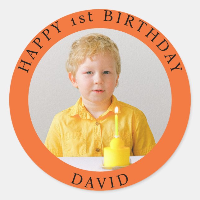 Adesivo Redondo Foto Personalizada, Nome E Idade Clássica De Anive (Frente)