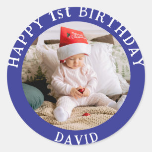 Adesivo Redondo Foto Personalizada, Nome E Idade Clássica De Anive