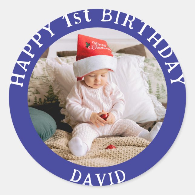 Adesivo Redondo Foto Personalizada, Nome E Idade Clássica De Anive (Frente)