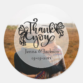 Adesivo Redondo Foto personalizada - Obrigado Casamento