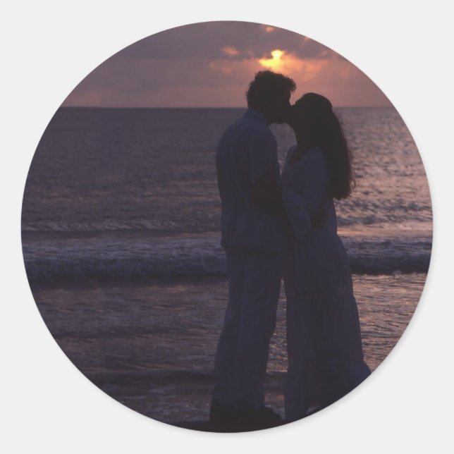 Adesivo Redondo Foto Personalizada Simples de Modelo de Convite de (Frente)