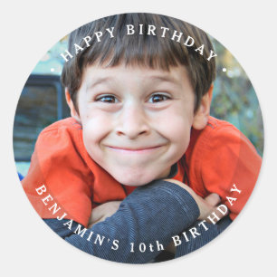 Adesivo Redondo Foto Personalizada Simples Fofa de Aniversário