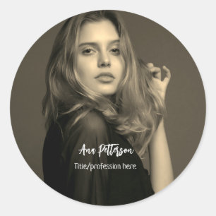 Adesivo Redondo foto profissional QR website email social moderno