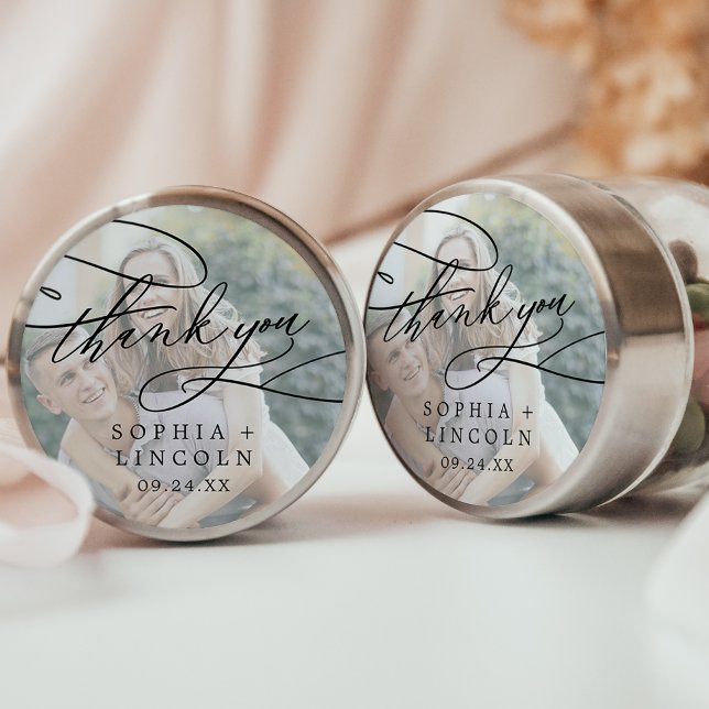 Adesivo Redondo Foto Romântica Da Caligrafia Obrigado Favor Sticke (Criador carregado)