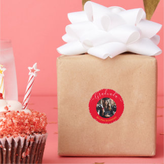 Adesivo Redondo Foto Vermelha Elegante - Espanhol Graduada