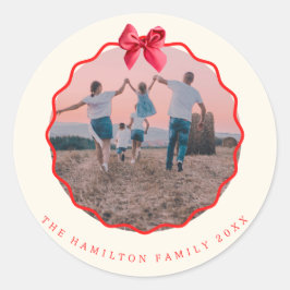 Adesivo Redondo Foto Wavy do Arco Vermelho Coquette Natal