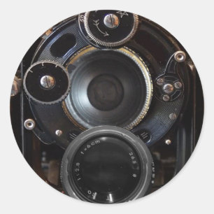 Adesivo Redondo Fotografia antiga da câmara de Vintage