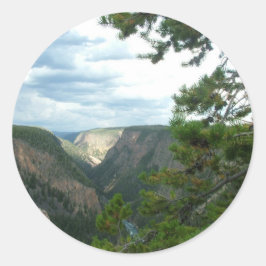 Adesivo Redondo Fotografia de Yellowstone, mostra quedas de água,