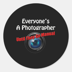 Adesivo Redondo Fotografia Engraçada - Fotógrafo Ir Citação Manual