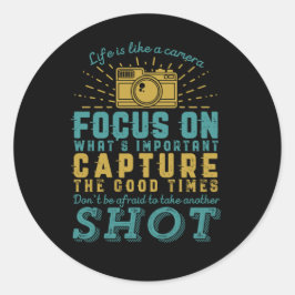 Adesivo Redondo Fotografia Motivada Citação Vida É Como Câmera