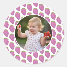 Adesivo Redondo Fotografia personalizada cor-de-rosa Berry First F