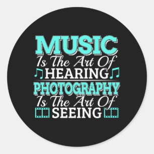 Adesivo Redondo Fotógrafo Músico - Citação Inspiradora