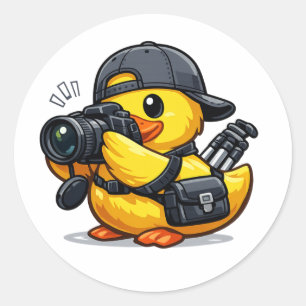 Adesivo Redondo Fotógrafo Pato de Borracha