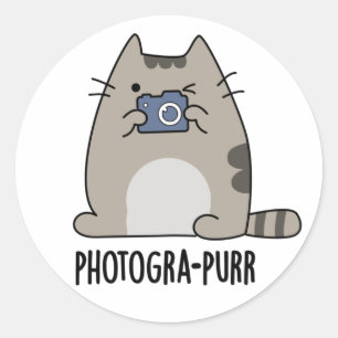 Adesivo Redondo Fotograh Purr, Fotógrafo Engraçado