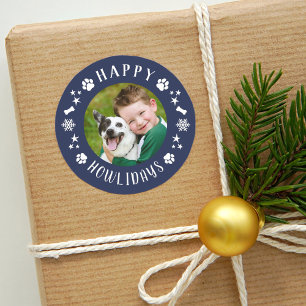 Adesivo Redondo Fotos de Cachorro Naval Feliz Natal