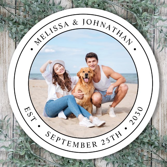 Adesivo Redondo Fotos Personalizadas Casamento Moderno (Criador carregado)